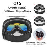 Double Layer, Anti-Fog UV400 Ski Goggles with Case.