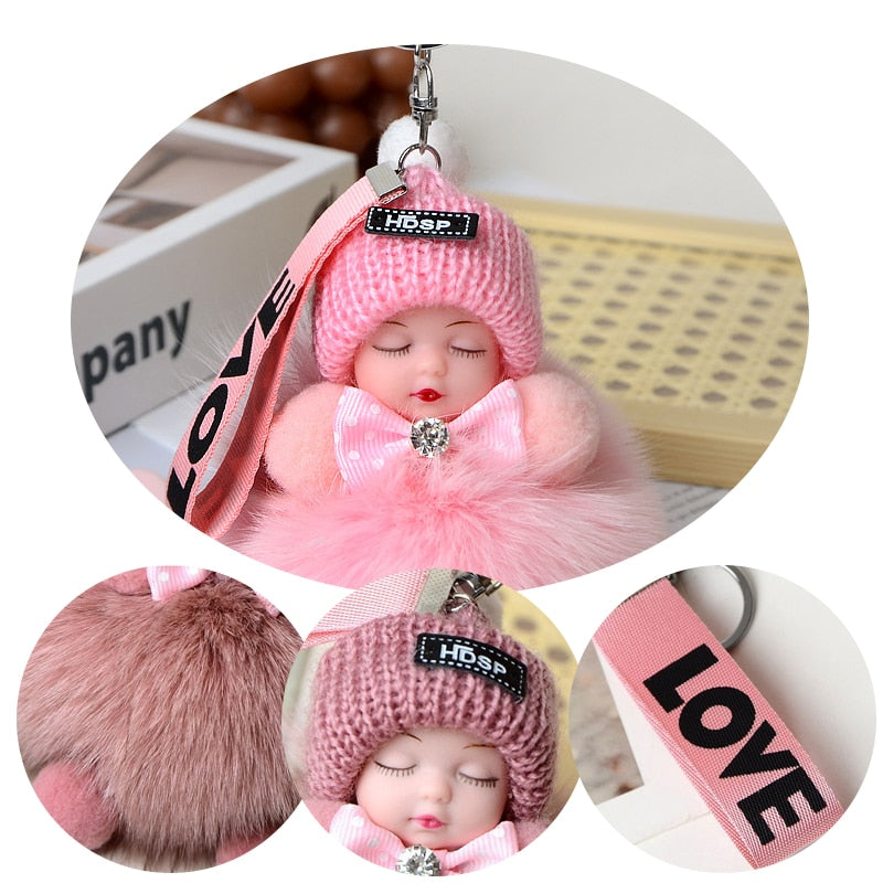 Pompom Cute Fluffy Plush Doll Keychains.