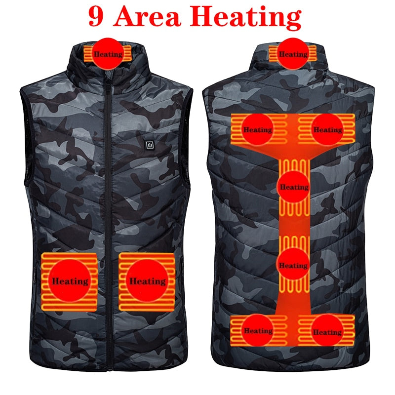 Men's and Women's USB Heated Thermal Vest. Sizes S to 6XL and Up to 17 Heating Zones.