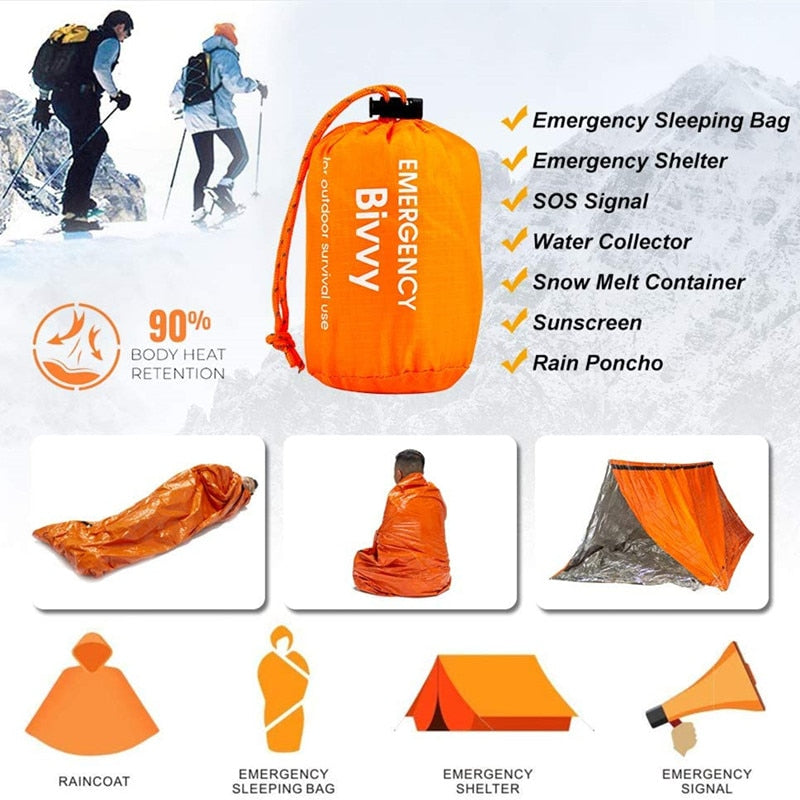 Waterproof Lightweight Thermal Emergency Sleeping Bag. Great for camping and light for hiking.