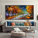 Modern Nordic Poster "Walking Down The Street" Oil Painting  Print On Canvas.