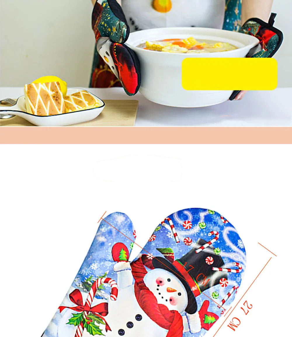 2pc/set Christmas Insulated Oven Mitts
