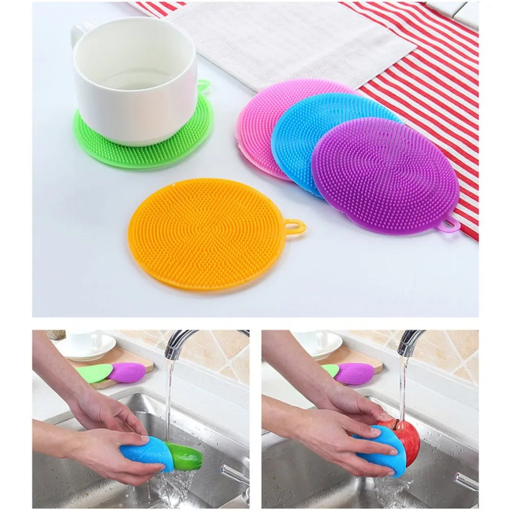6Pcs Silicone Scouring Dish Washing Cleaning Pads
