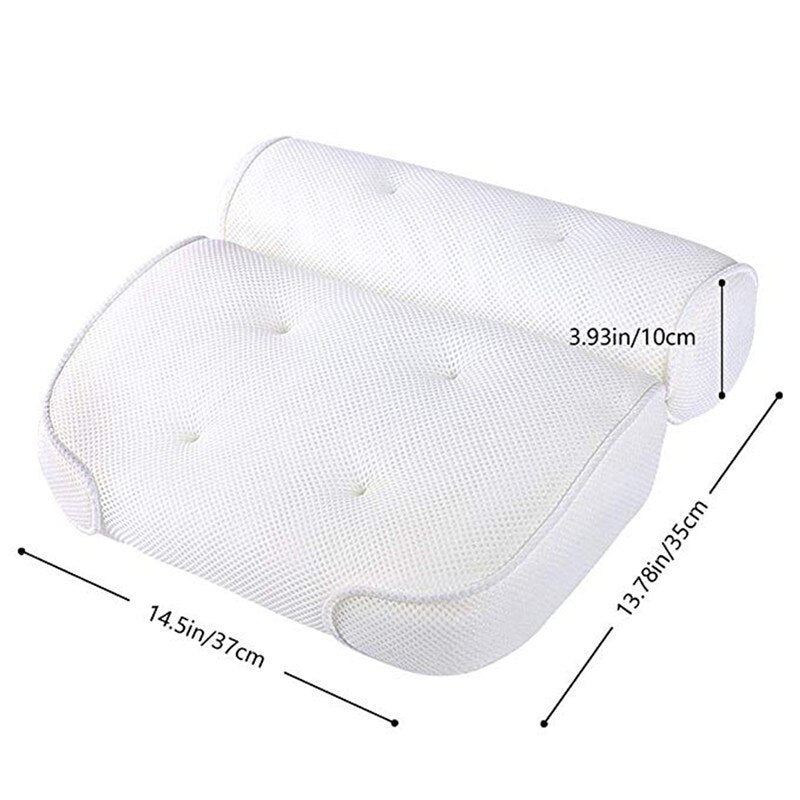 Non-Slip Bath Pillow with Suction Cups. Thick headrest to give your neck and back support.