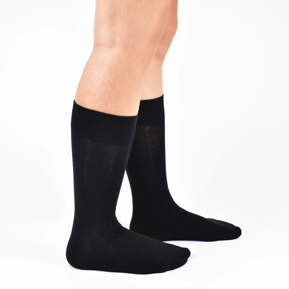 6 Pairs Men's Black Cotton Dress Socks.