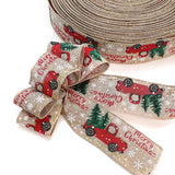 Christmas Burlap Ribbon With Wired Edge.