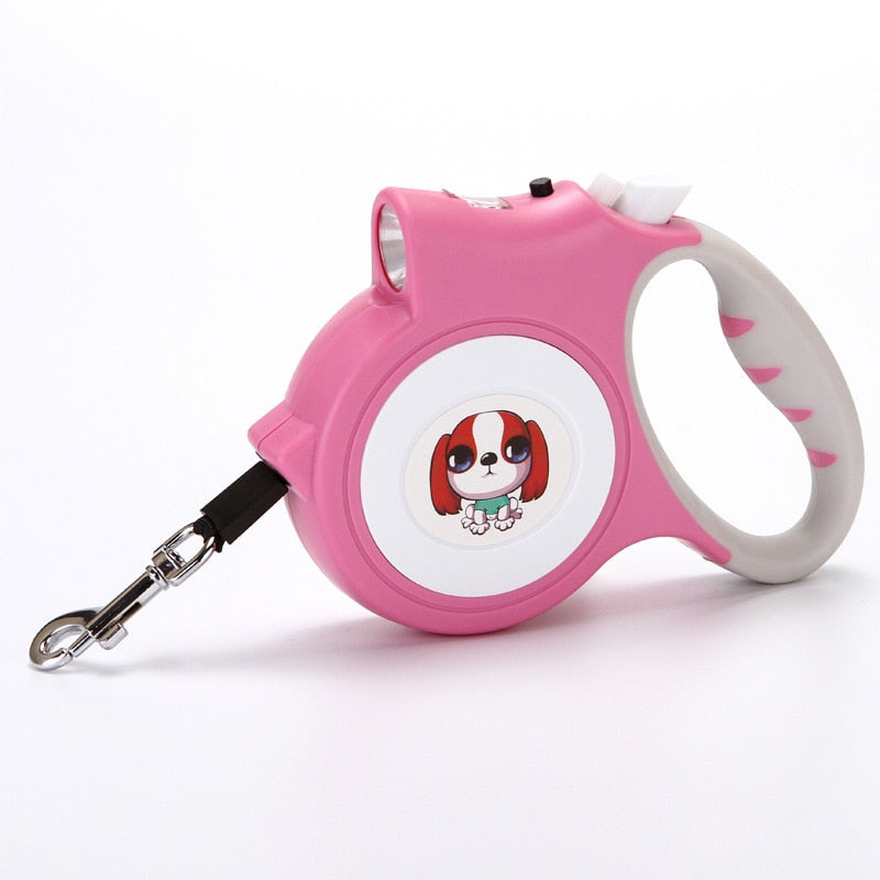 LED Retractable/Detachable Pet Leash with LED Flashlight.