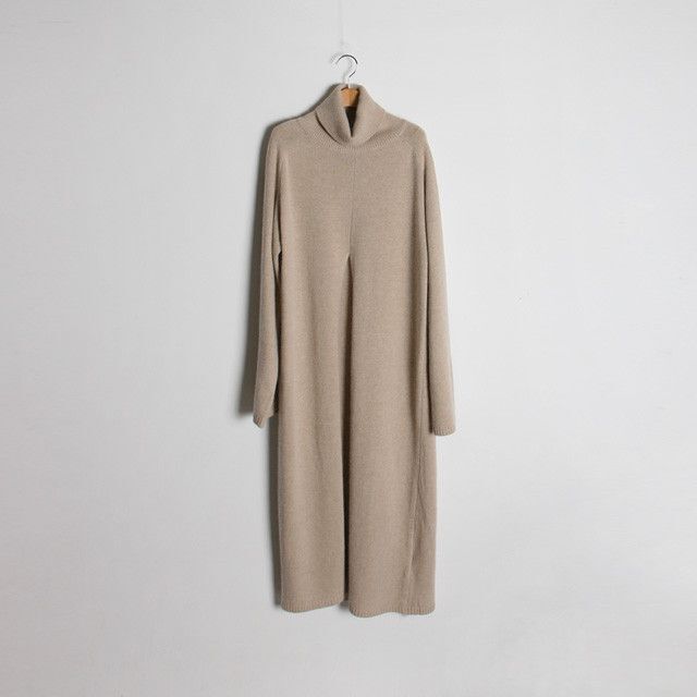 Women Designer Long Sleeve, Turtleneck/Split Loose Knitted Maxi Dress Sweater.