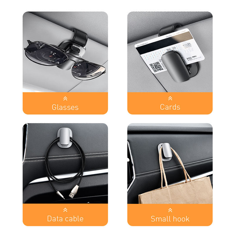Sun visor clip to hold your sun glasses or eyewear.