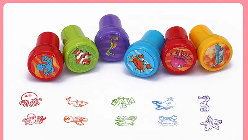 Children's 10pcs Assorted Self-ink Stamps For Scrapbooking Or Crafts.