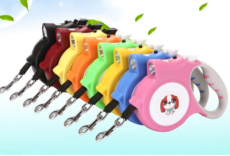 LED Retractable/Detachable Pet Leash with LED Flashlight.