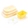 4Sizes/multicolor Silicone rectangle Collapsible Lunch Box or Food Storage Container.  Microwave safe