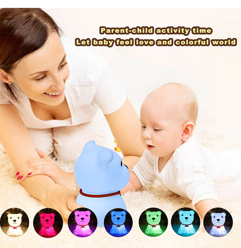 LED silicone night Lights USB rechargeable. Touch sensor or remote control. 7 different colors.