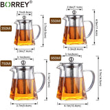 BORREY Heat Resistant Glass Teapot With Stainless Steel Tea Infuser.