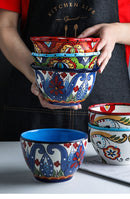 Bohemian Hand-Painted Ceramic bowls great for breakfast cereal, Salad, and soup.