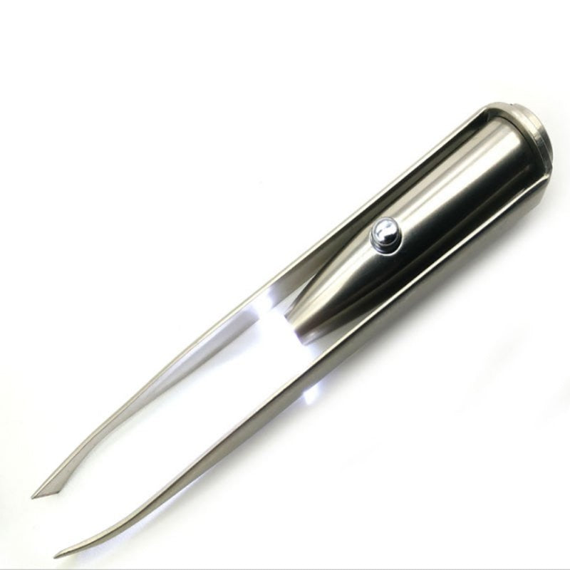 1pc Stainless Steel LED eyebrow tweezer.