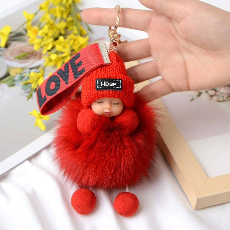 Pompom Cute Fluffy Plush Doll Keychains.