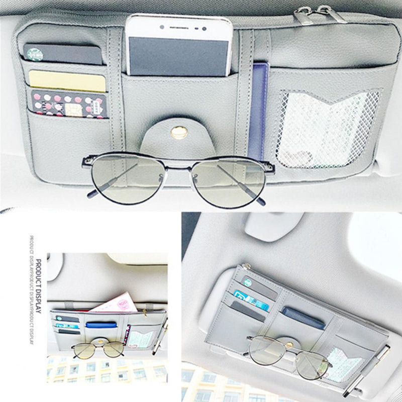 Sun Visor Organizer Storage Holder for sunglasses, cards and phone.
