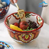 Bohemian Hand-Painted Ceramic bowls great for breakfast cereal, Salad, and soup.