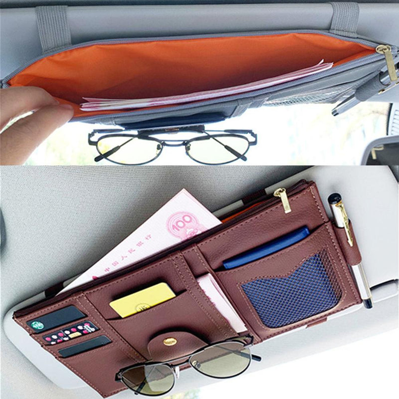 Sun Visor Organizer Storage Holder for sunglasses, cards and phone.