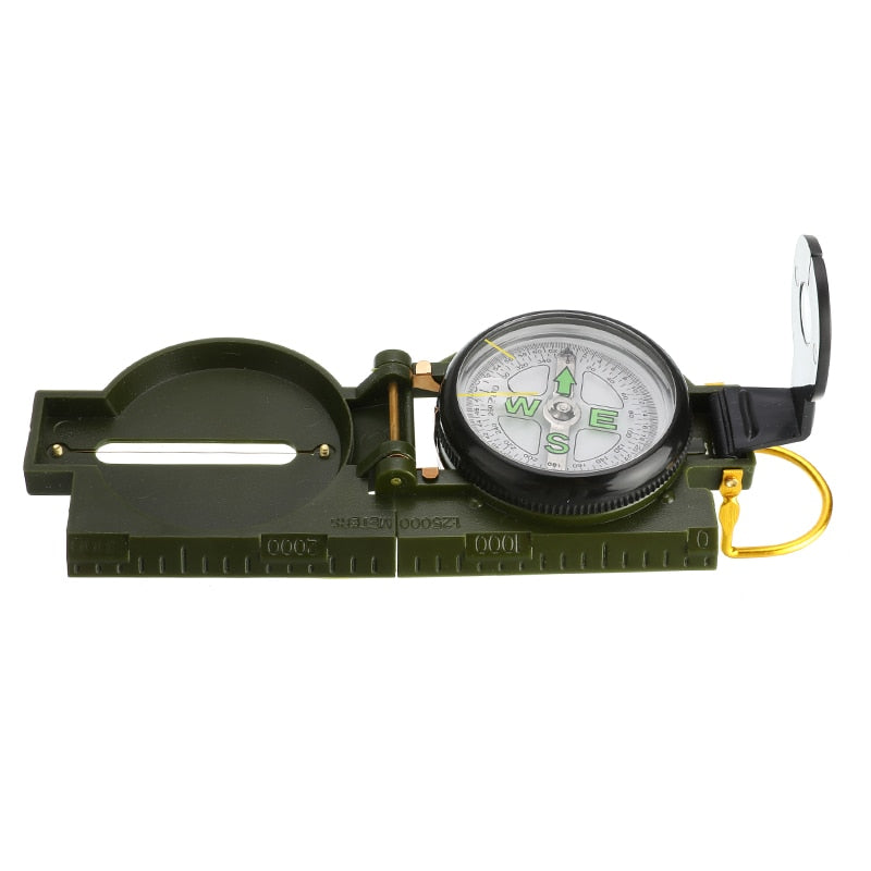 Folding Army Green Compass With fluorescent needle. Great for outdoor Camping and Hiking.