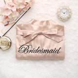 Short satin embroidered Bride and Bridesmaid bathrobe.