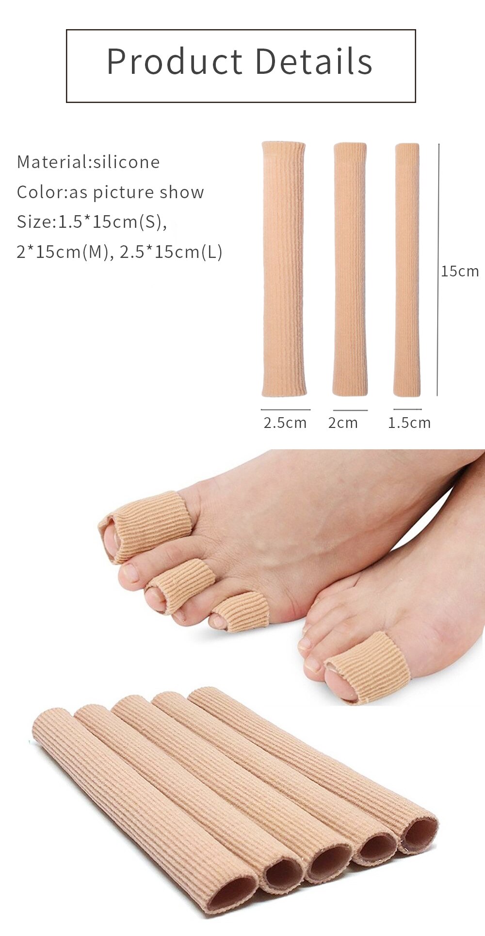 Fabric Tube Toe Separator For Foot Care and Medication Applicators.