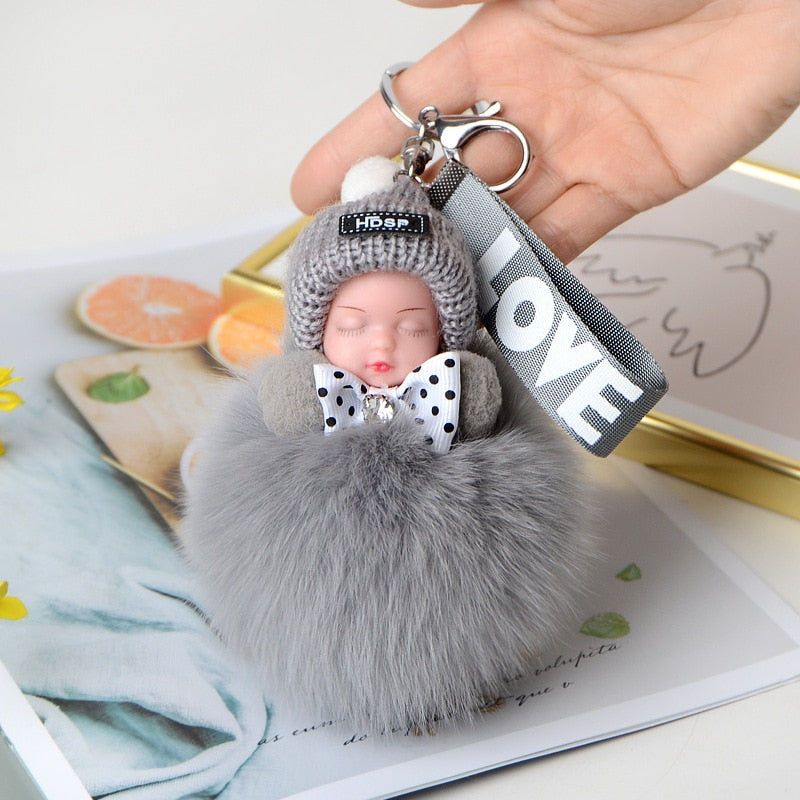 Pompom Cute Fluffy Plush Doll Keychains.