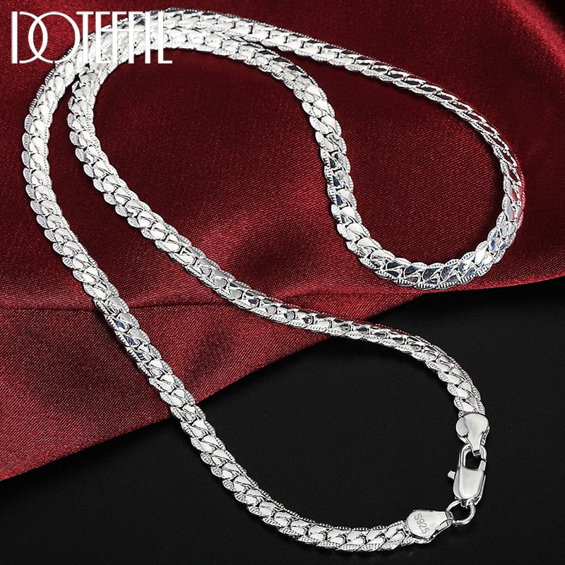 DOTEFFIL 925 Sterling Silver 8/16/18/20/22/24 Inch. 6mm bracelet chain.