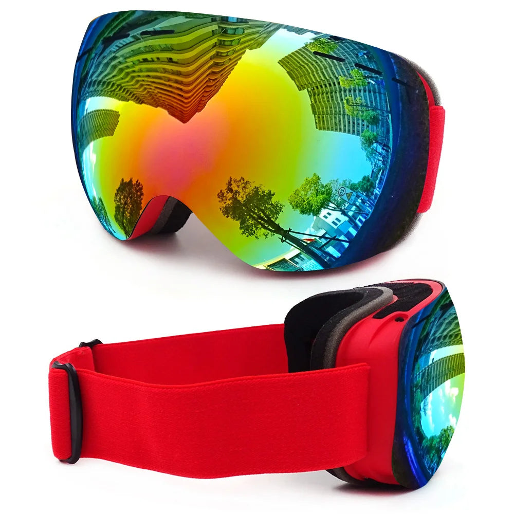 Double Layer, Anti-Fog UV400 Ski Goggles with Case.