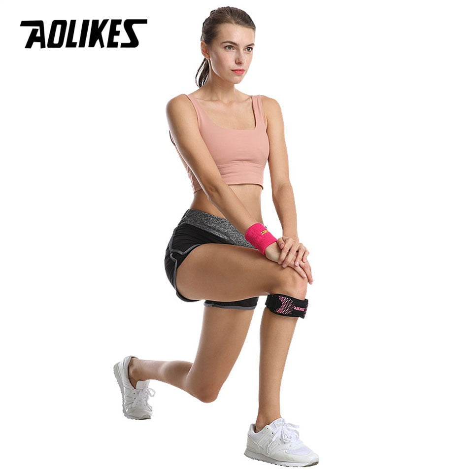 AOLIKES 1PCS Adjustable Knee Pad Brace Support for hiking, running and sports.