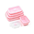 4Sizes/multicolor Silicone rectangle Collapsible Lunch Box or Food Storage Container.  Microwave safe