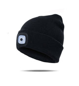 Unisex USB rechargeable warm beanie hat.  Great for night walking.