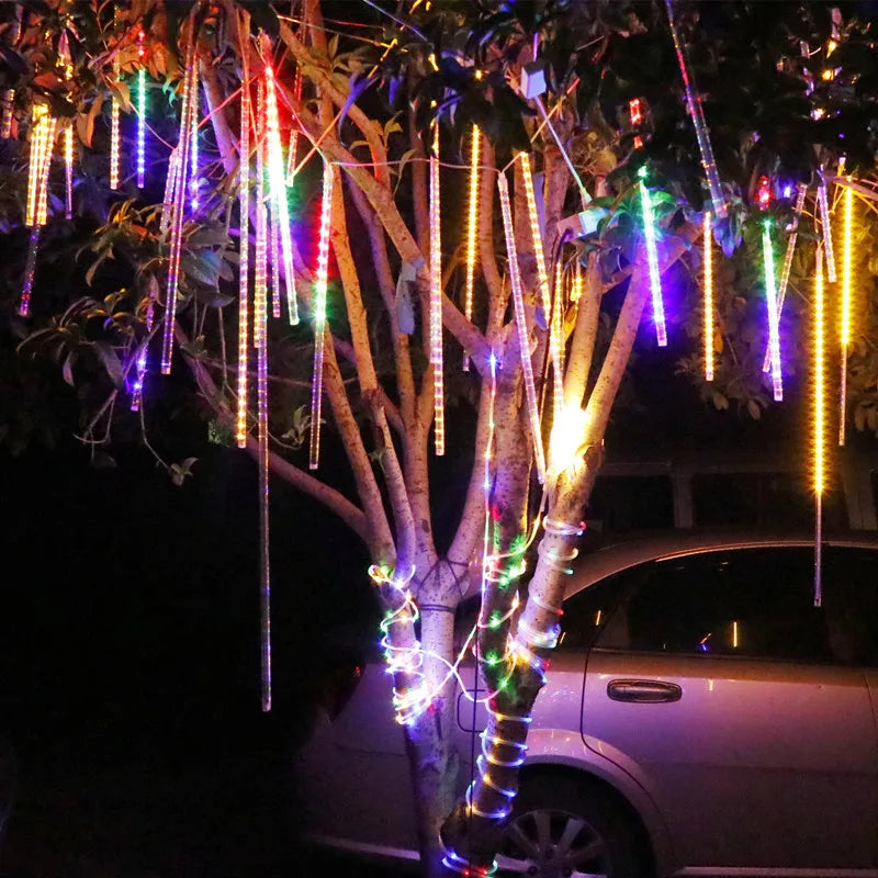 Christmas LED 30cm Or 50cm Meteor Shower Color Lights, 8 Per String