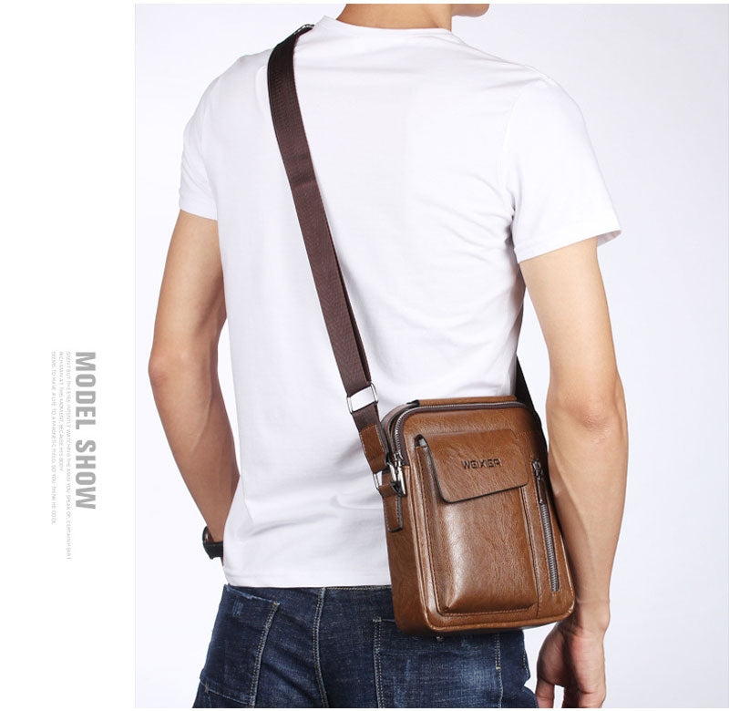 WEIXIER Men's Crossbody Multi-function Leather Bag.