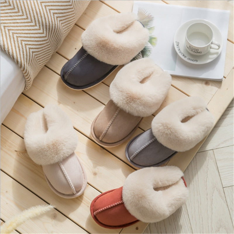 JIANBUDAN Plush Lightweight soft comfortable warm slippers.