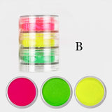 6 Containers of Neon Powder Fluorescence Nail Glitter.