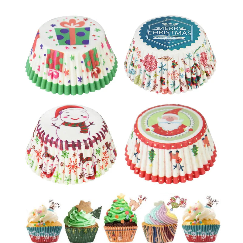 100Pcs Christmas Cupcake/Muffin Paper Baking Cups.