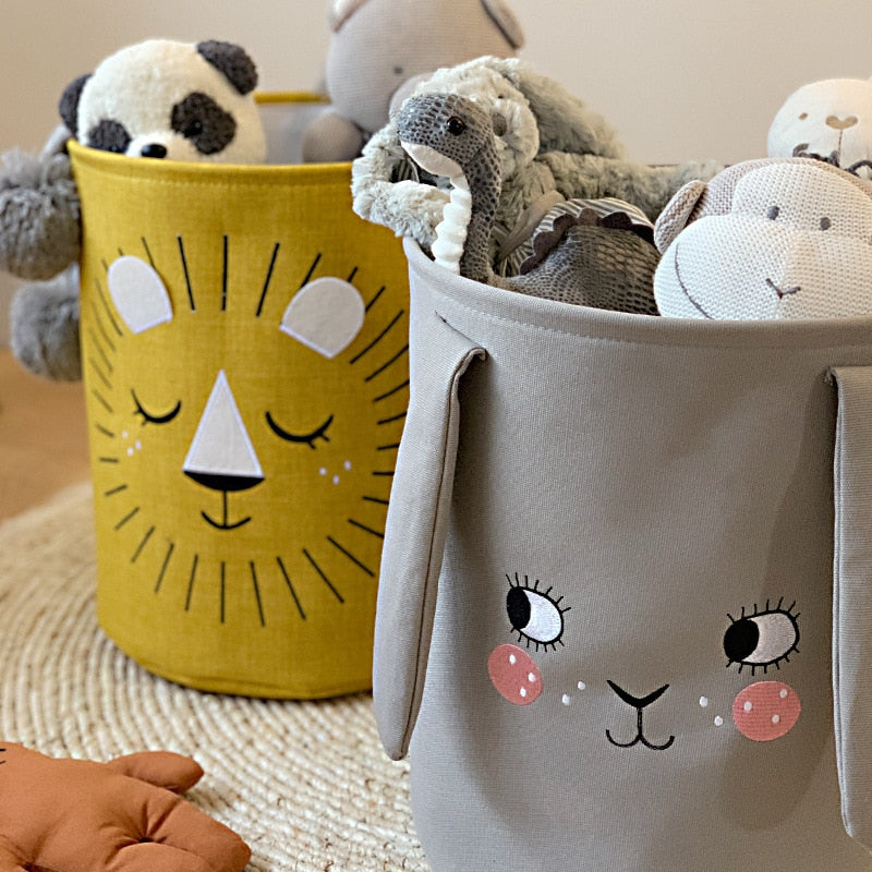 Foldable Canvas Cartoon Animal Laundry Basket OR Toy Storage.