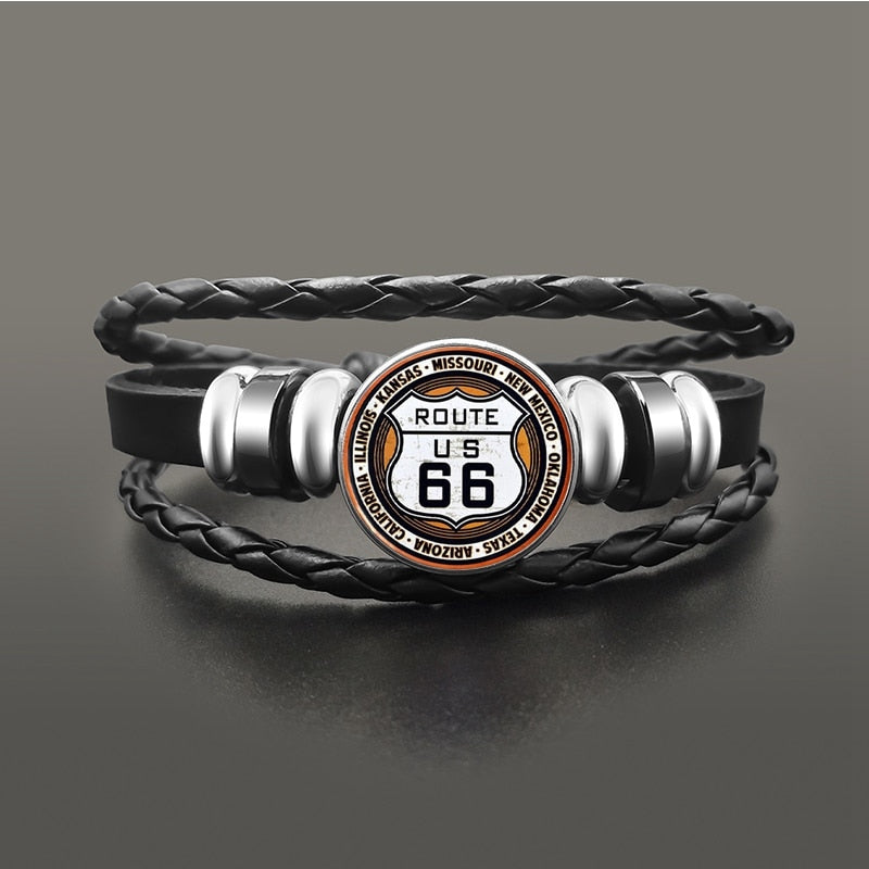Classic US Route 66 Button Snap Bracelets For Men & Women.