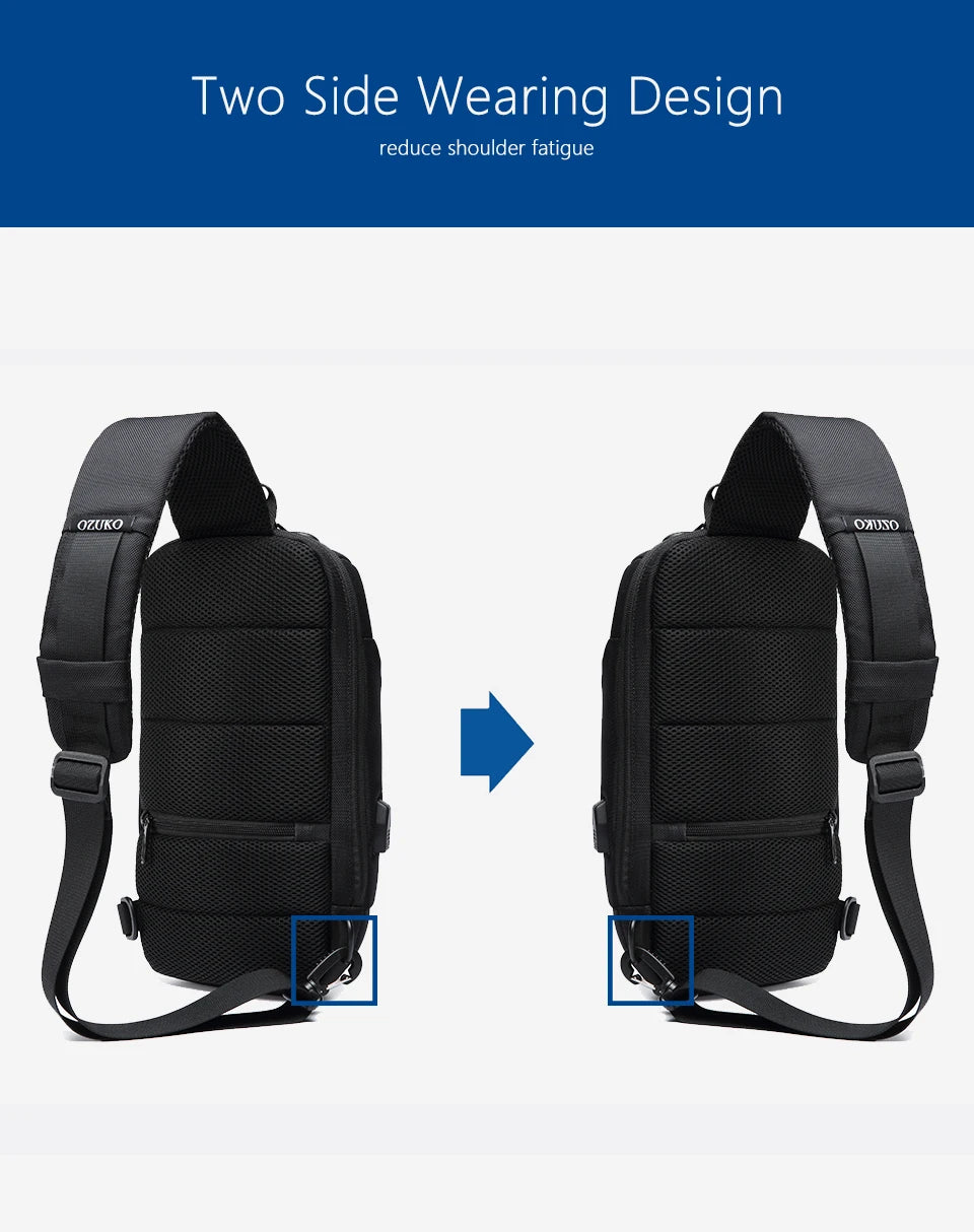 OZUKO Multifunction Waterproof Anti-theft Crossbody Bag for Men And Women