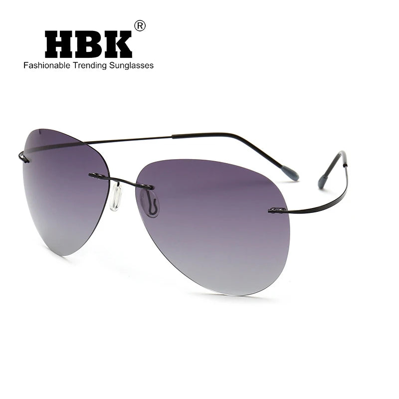 HBK UV400 Rimless Ultralight Titanium Polarized Sunglasses