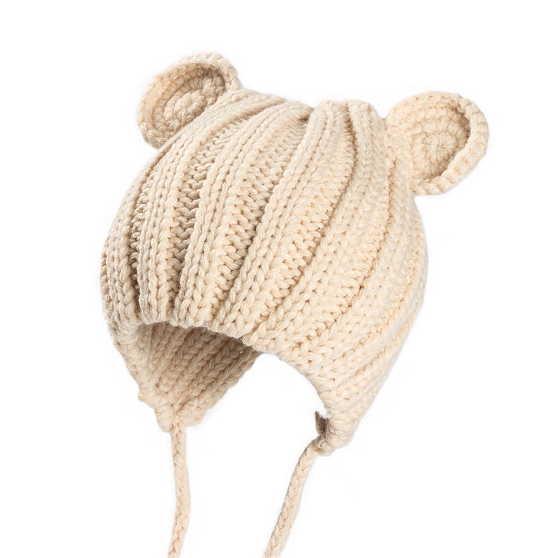 Knitted Winter Baby Hat with Ears,