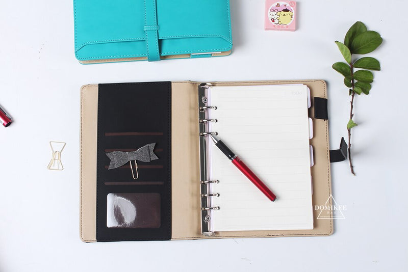 Macaron leather binder notebook organizer. Great for office and school planning.