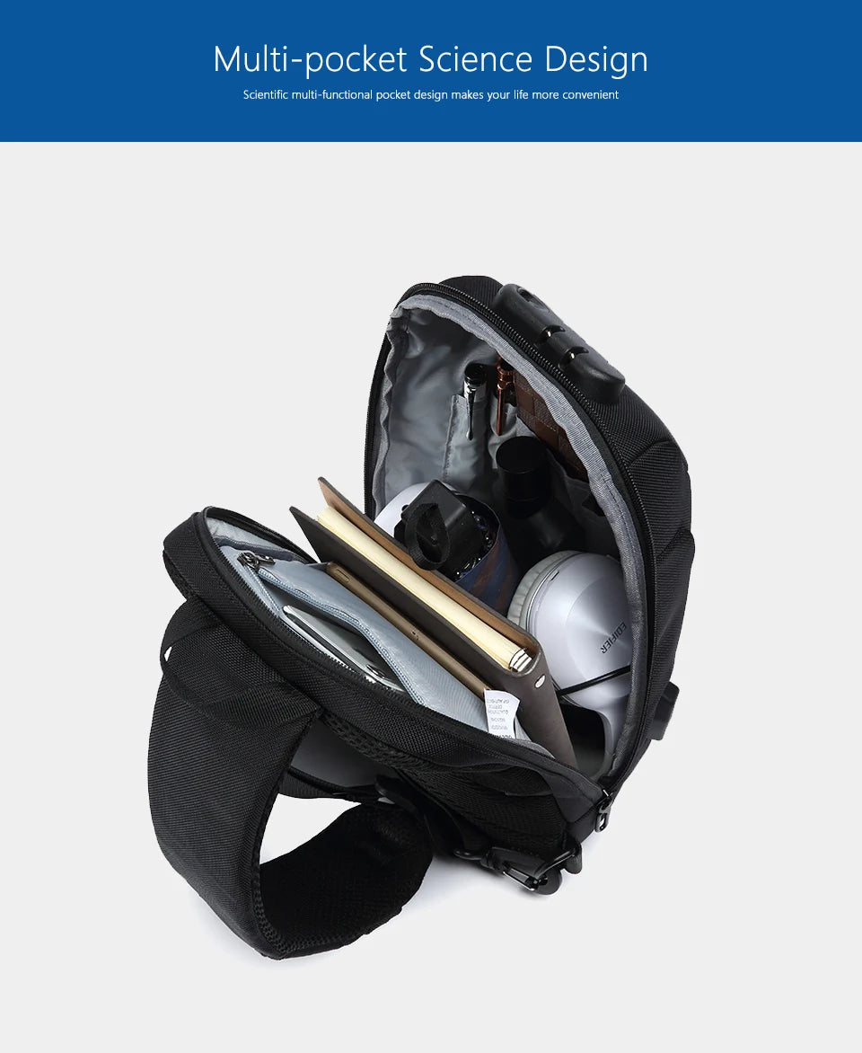 OZUKO Multifunction Waterproof Anti-theft Crossbody Bag for Men And Women