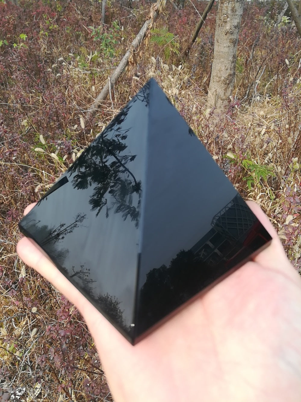 4-10cm Black Obsidian Natural Mineral Healing Pyramid.