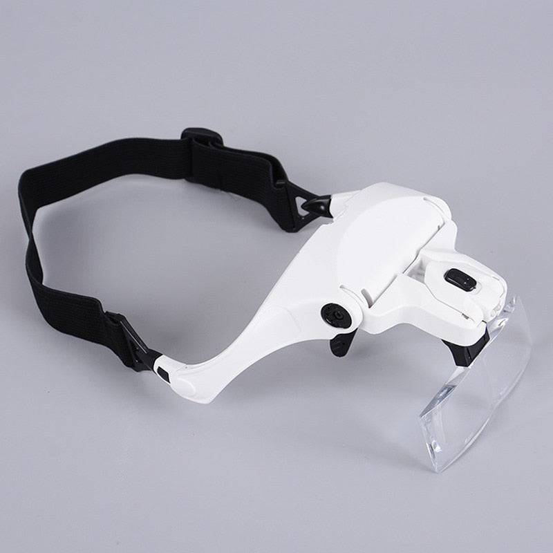 LED Magnifying Eyeglasses With Adjustable Headband And 5 Lenses .0X 1.5X 2.0X 2.5X 3.0X.