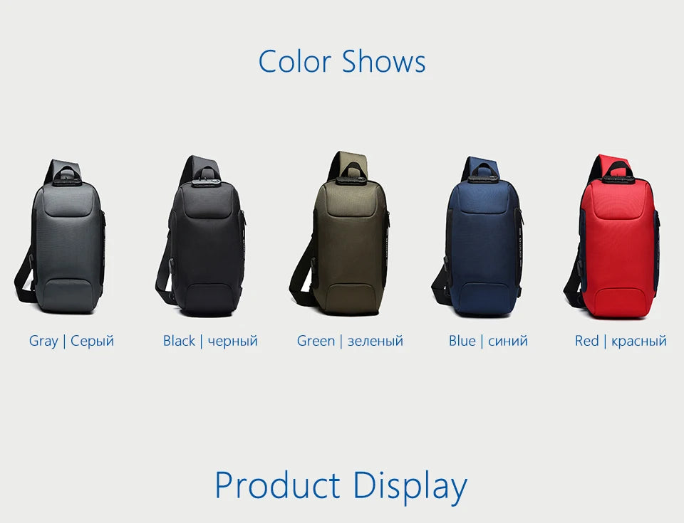 OZUKO Multifunction Waterproof Anti-theft Crossbody Bag for Men And Women