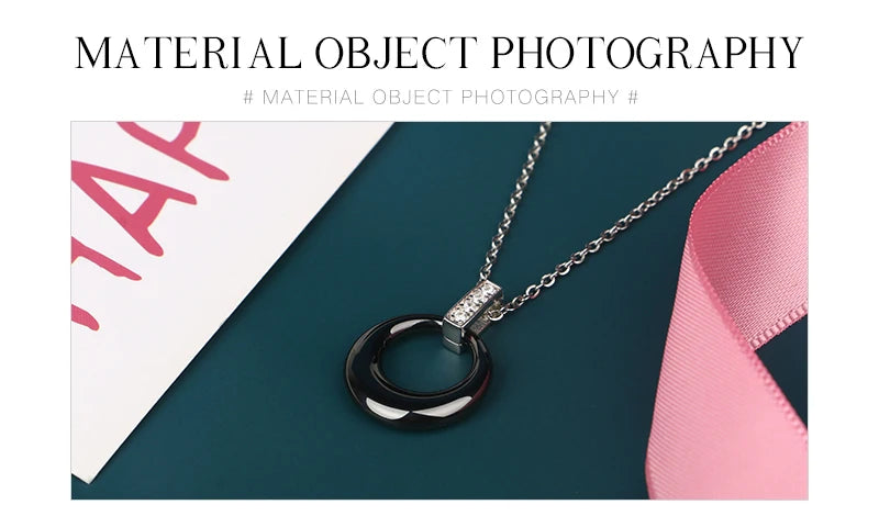 Women's Circle Ceramic Pendent Necklace