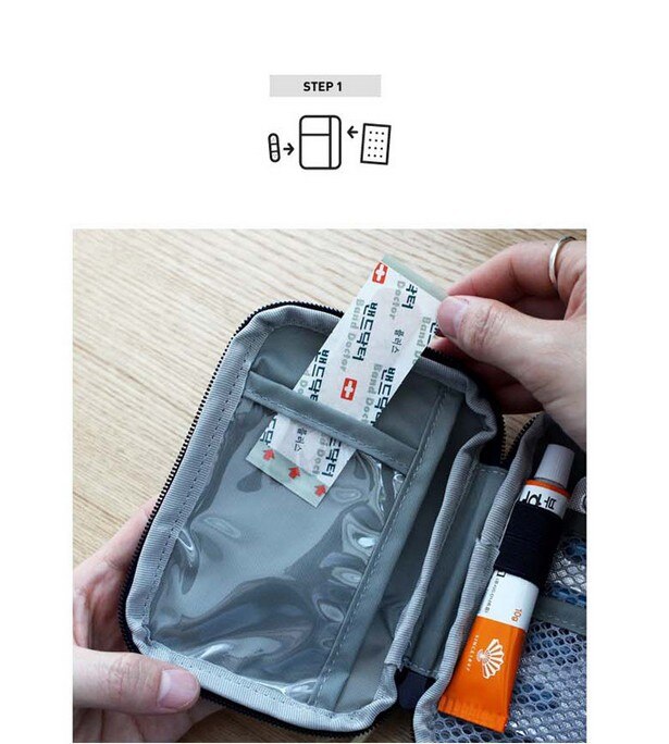 First Aid Medical travel Kit. Mini emergency travel bag.